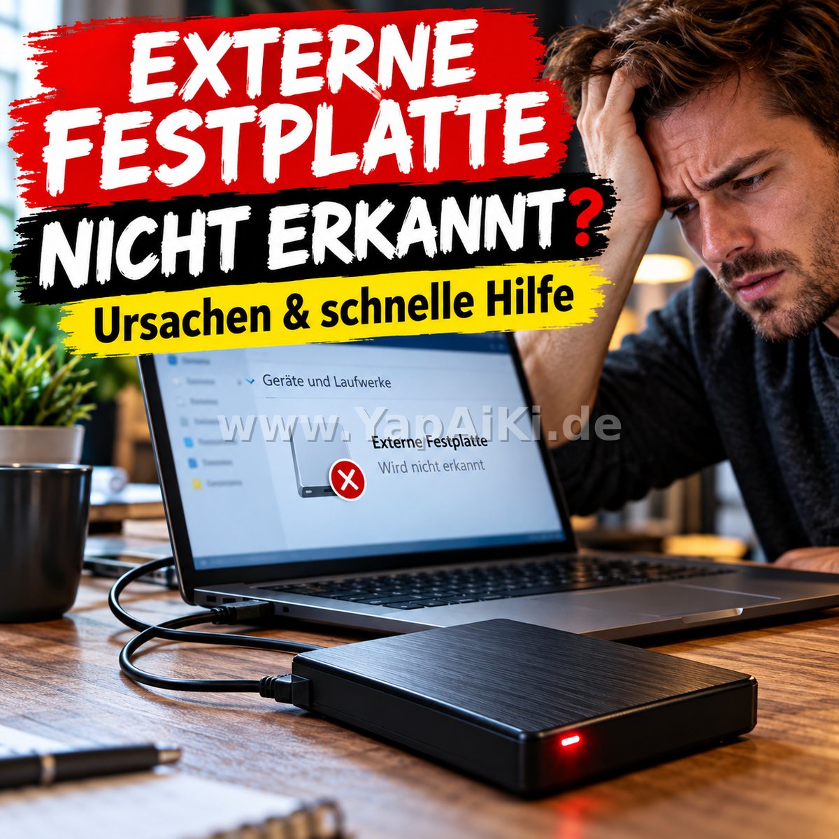 Was tun, wenn die externe Festplatte nicht erkannt wird? – Artikelbild